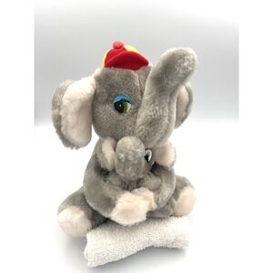 Rare Vintage Chase International Mom And Baby Elephant Plush Toy